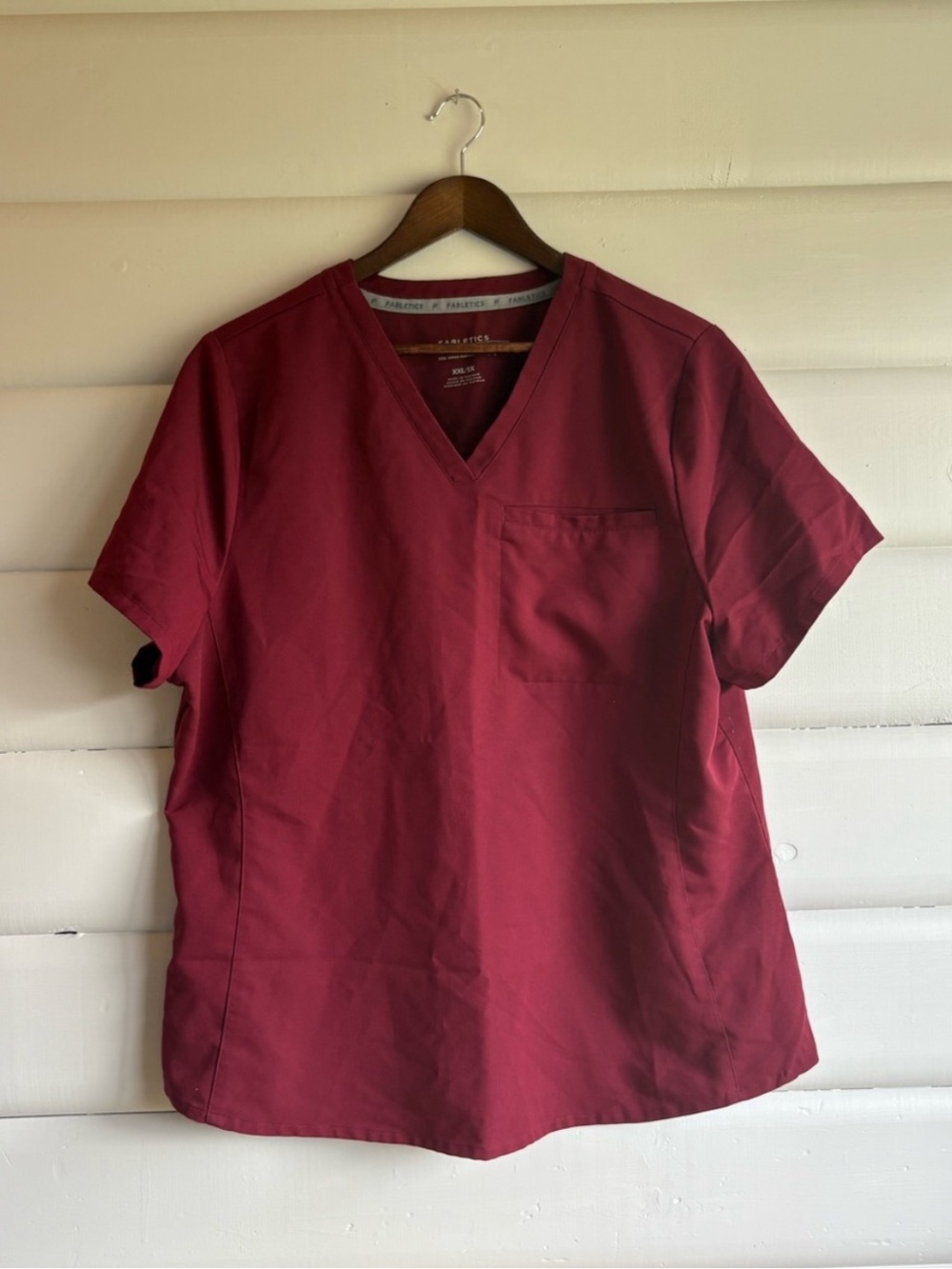 TWO FOR $35 Fabletics women’s V-Neck Scrub Top in Burgundy Red & Teal